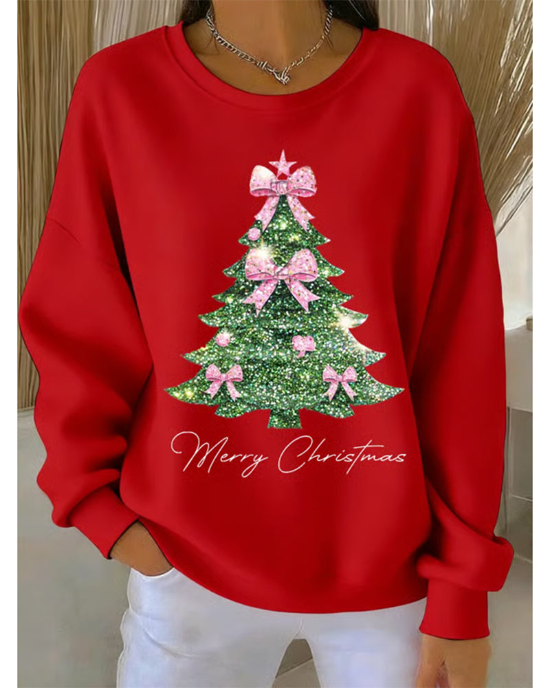 Holly Grace Sweater | Round Neck Long Sleeve Christmas Print