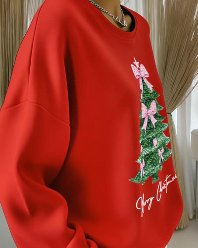 Holly Grace Sweater | Round Neck Long Sleeve Christmas Print