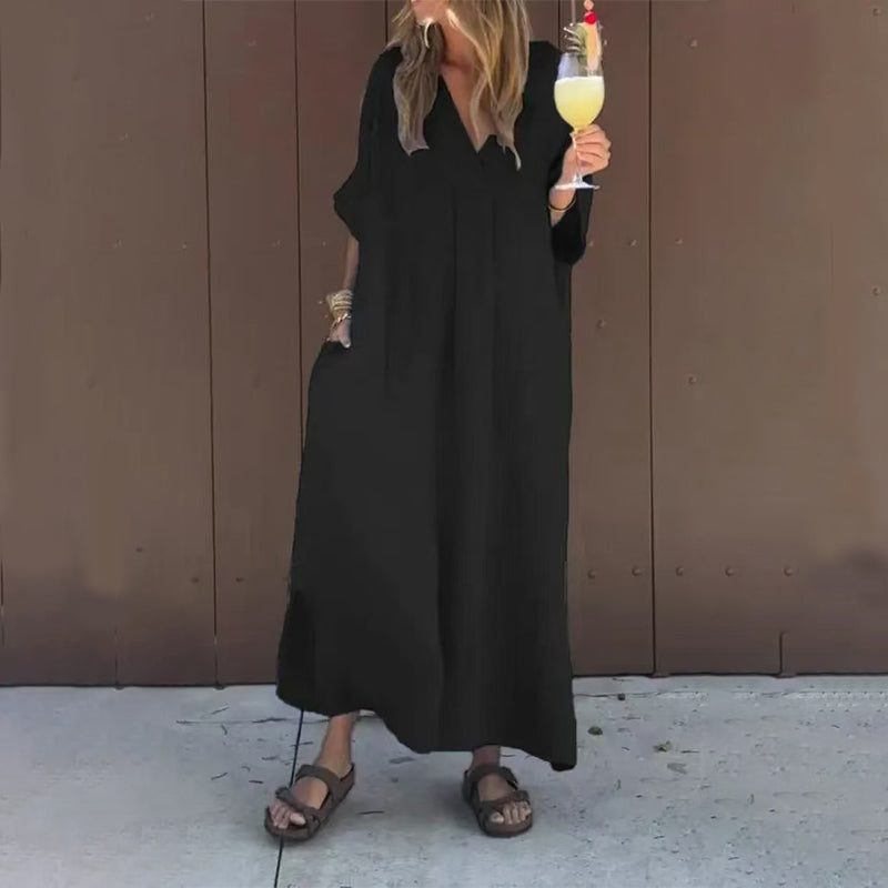 Luna™ | Cotton Dress with V-Neck