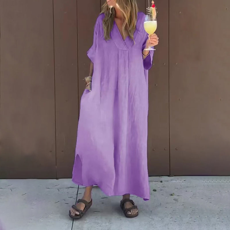 Luna™ | Cotton Dress with V-Neck