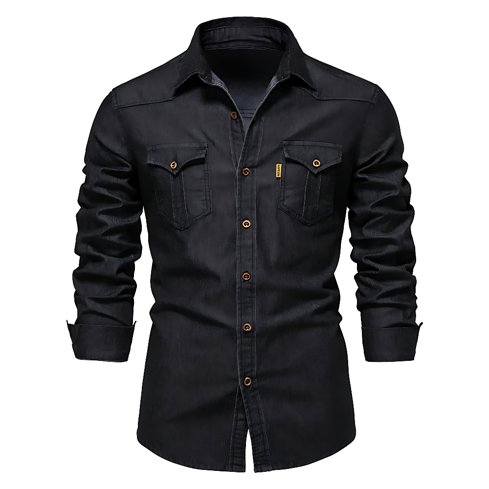 AdaptiveFit Cotton Denim Shirt: Tailored For Men