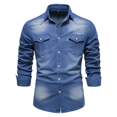 AdaptiveFit Cotton Denim Shirt: Tailored For Men
